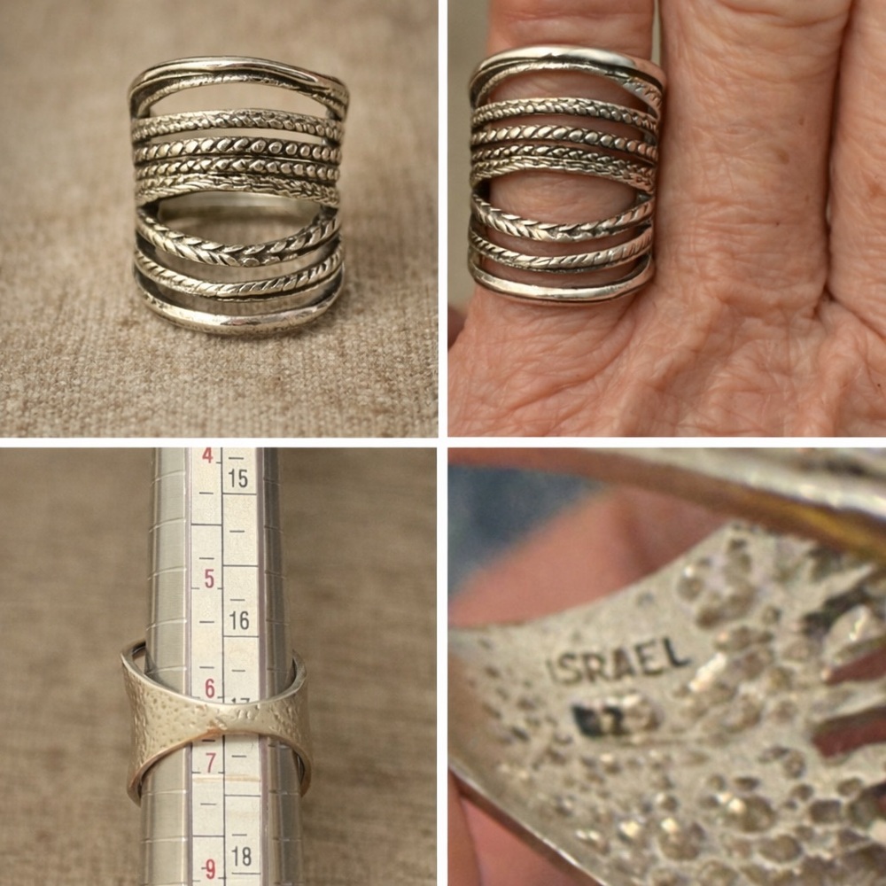 ✨ Vintage 1970s Israeli Sterling Silver Artisan Multi-Band Ring ✨ - Picture 11 of 11